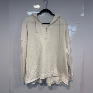 Aerie Quarter Button Beachy oversized Off-White Hoodie